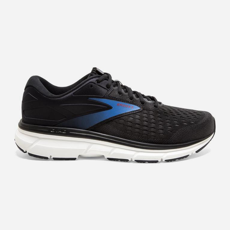 Brooks Men's Dyad 11 Road Running Shoes Singapore - Black/Ebony/grey Charcoal/Blue (78052-UGZE)